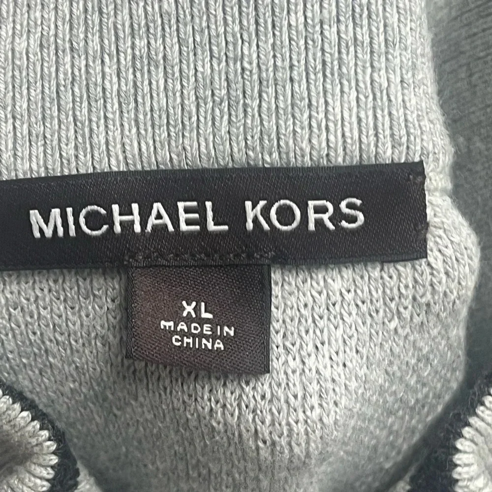 Michael Kors sweater jacket quarter zip gray XL